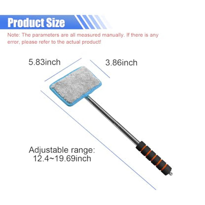 Car Windshield Cleaner Tool, Retractable Rearview Mirror Brush with Extendable Handle, Microfiber Window Washing Pad, Portable Auto Glass Wiper for Car Home Office (Blue) - color: Blue