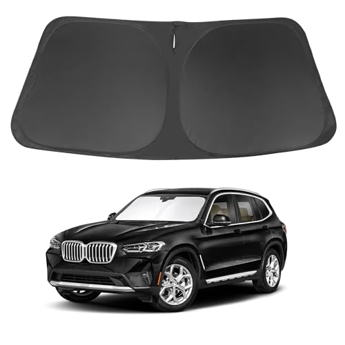 Windshield Sun Shade Compatible with 2018-2024 2025 2026 BMW X3 Accessories Foldable Sunshade Sun Blocker Protect Car from Sun Rays & Heat Damage - size: Fit BMW X3 2018-2026