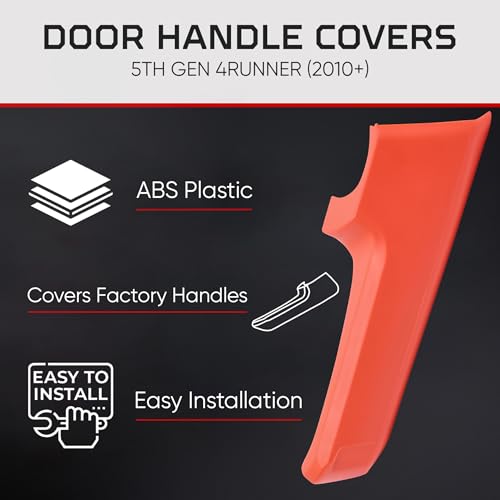 AJT DESIGN Door Handle Covers Compatible with Toyota 4Runner 2010+ (5th Gen) | 5th gen 4runner Chrome Delete | ABS Plastic Front & Back Interior Car Door Handle Cover| Made in USA | Solar Octane - color: Solar Octane