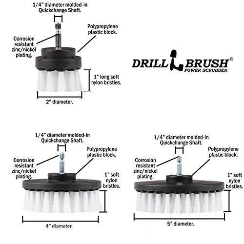 Car Accessories - Drill Brush Attachment for Washing, Wheels, Mats, Detailing - Carpet and Upholstery Cleaner - Boat and Kayak Hull Accessories - Glass and Fiberglass Cleaner - color: White