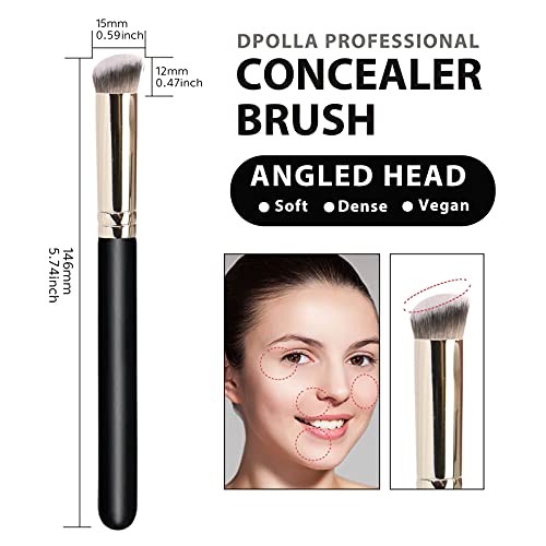 Makeup Brushes DPOLLA Pro Foundation Brush and Flawless Concealer Brush Perfect for Any Look Premium Luxe Hair Contour Brush Perfect for Blending Liquid,Buffing,Cream,Sculpting,Mineral Makeup - color: Black