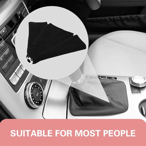 Car Shift Boot Cover, Suede Leather Auto Gear Shift Knob Boot Protection Cover, Car Manual Shifter Boots Sleeve Dust Protector, Universal Handbrake Gaiter Boots Covers for Sedan Van (Black) - color: Black