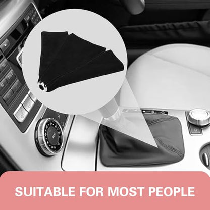 Car Shift Boot Cover, Suede Leather Auto Gear Shift Knob Boot Protection Cover, Car Manual Shifter Boots Sleeve Dust Protector, Universal Handbrake Gaiter Boots Covers for Sedan Van (Black) - color: Black