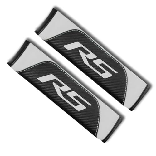 2Pcs Carbon Fiber Leather Seat Belt Cushions Shoulder Pad Soft for Camaro RS Equinox Malibu Traverse Blazer Cruze Trailblazer Trax Sonic Spark Accessories,Car Seat Belt Pads Safety Belt Cover Pad - color: White RS