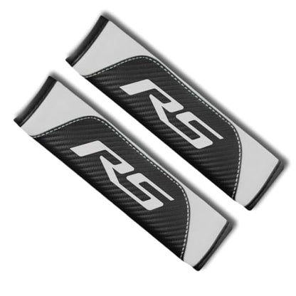 2Pcs Carbon Fiber Leather Seat Belt Cushions Shoulder Pad Soft for Camaro RS Equinox Malibu Traverse Blazer Cruze Trailblazer Trax Sonic Spark Accessories,Car Seat Belt Pads Safety Belt Cover Pad - color: White RS
