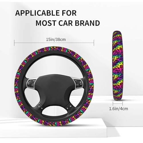 Leopard Print Steering Wheel Covers Non Slip Neoprene Universal 15 Inch Steering Wheel Protector Car Cover for Men Women - color: Leopard