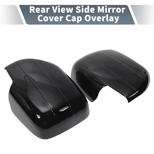 X AUTOHAUX Pair Car Rear View Driver Passenger Side Mirror Cover Cap Overlay Gloss Black for Lexus LX470 1998-2007 for Toyota Land Cruiser Mirror Guard Covers Exterior Decoration Trims