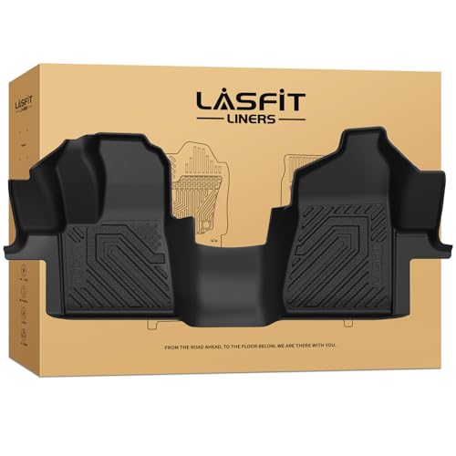 LASFIT Front Floor Mat for 2015-2021 Ford Transit 150/250/350/350HD Vinyl Floor Large Console(Not for Transit Connect Models) All Weather Protector TPE Car Floor Liner for Transit Vans, Black - style: 9) Transit| 15-21 | 1st Row Vinyl Floor Only