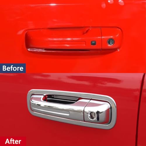 Car Accessories Fit for Dodge Ram 1500 2025 2024 2023 2022 2021 2020 2019 Door Handle Cover Trims （Chrome Silver W/O Smart Hole ABS 8PCS - color: Chrome Silver W/O Smart Hole
