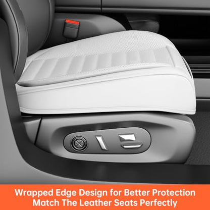 2 Pack Car Bottom Seat Covers, Luxury Leather Front Seat Covers, Breathable and Waterproof Automotive Bottom Seat Covers, Universal Anti-Slip Seat Covers Fit for Most Vehicles (White-2 PCS) - color: Bright white-2 PCS