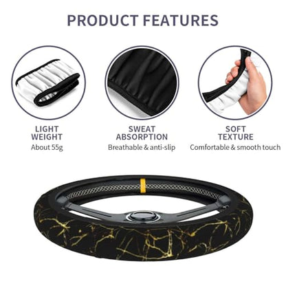 Marble Steering Wheel Covers Non Slip Neoprene Steering Wheel Protector Cover Universal 15 Inch for Men Women - color: Marble