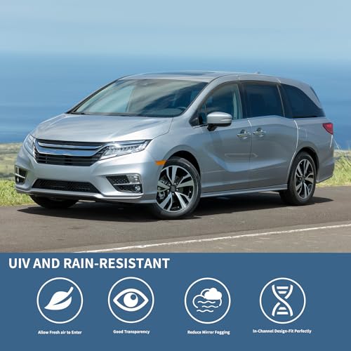4PCS Rain Guards Fit for Honda Odyssey 2011-2017, Durable Front & Rear Window Visors Wind Deflector, Outside Mount Vent Shade Shield Accessories 2011 2012 2013 2014 2015 2016 2017 - size: For 2011-2017 Honda Odyssey