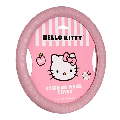 Sanrio Hello Kitty Pink Car Steering Wheel Cover, Universal Fit Cute Car Accessories for Women Stylish Decor Gifts Hello Kitty Accessories - Fits Standard Wheels 14.5"-15" - style: Hello Kitty Pink