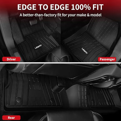 LASFIT Floor Mats Fit for Lincoln MKC 2019 2018 2017 2016 2015 TPE All Weather Floor Liners Custom Fit Car Mats 2015-2019 Accessories, 1st and 2nd Rows Floor Mats - Black - size: 30*22*5