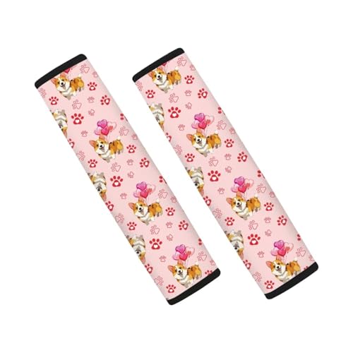 UNICEU Cartoon Corgi Dog Love Hearts Car Seatbelt Pads Covers for Women, Neoprene Comfortable Car Safety Seatbelt Pads Cover 2 Piece Set - color: Cartoon Corgi Dog Love Hearts