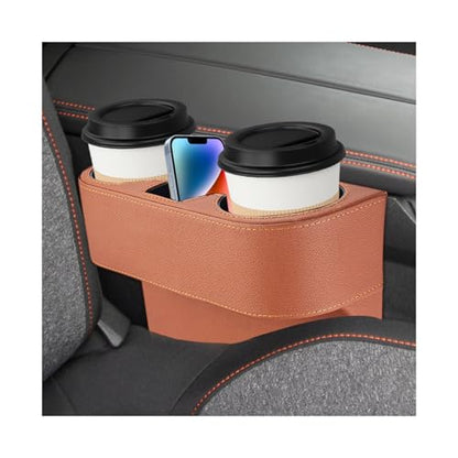 Car Seat Gap Filler Organizer, Multifunctional Auto Console Side Storage Box with Cup Holder, Universal PU Leather Cup Holder Front Seat Crevice Filler for Car Truck SUV (Brown) - color: Brown