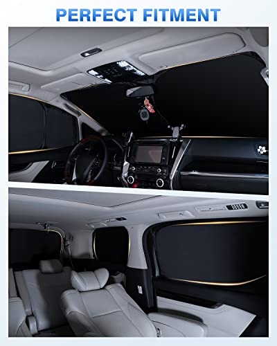 Canvcle Windshield Sun Shade for 2020-2025 2026 Kia Telluride Accessories Sunshade Side Rear Window Shade Cover Window Sun Visor Shield Privacy Protection Keep Vehicle Cool Black 8PCS - size: Kia Telluride 2020-Present