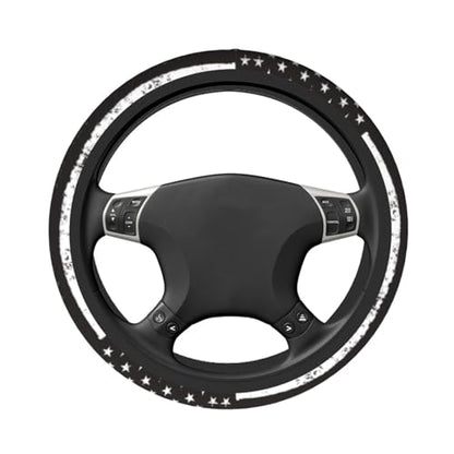 American Flag Steering Wheel Cover with 2 Car Coasters Non Slip Neoprene for Women Men Universal 15 Inch - color: American Flag