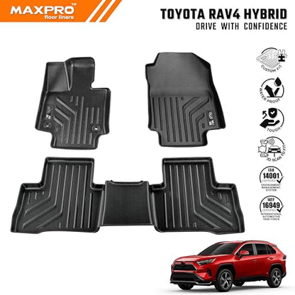 Premium MAXPRO Floor Mats for Toyota RAV4 2019-2025 RAV4 Hybrid 2019-2025 RAV4 Prime 2021-2025 1st&2nd Row All Weather Waterproof TPE Floor Liners Car Floor Mats Automotive Floor Mats RAV4 Accessories - size: 2019-2025 Toyota RAV4 Hybrid 1st & 2nd Row