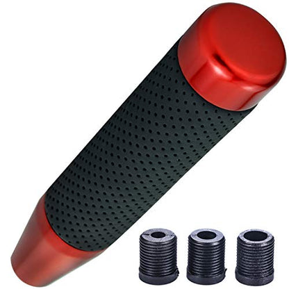 7" Long Weighted Gear Shifter Knob Leather Covered Alloy Car Stick Shift Lever Handle Fit Most Manual Vehicles, Red - color: Red