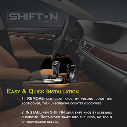 Gear Shift Knob Shifter for Lexus ES GS GX is NX RC RX 200t 300 350 3450h 450hL 350L (Punched Black Leather/Carbon Pattern) - color: Punched Black Leather / Carbon Pattern