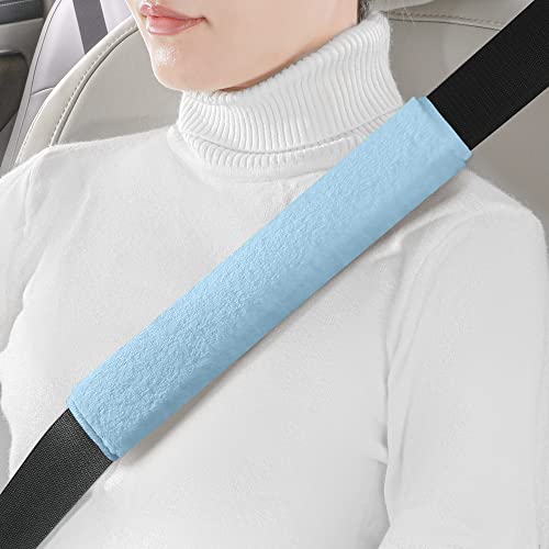 LACDL Extra Long Seatbelt Cover Super Soft Furry for Adults Kids Women & Men, Thick Plush Full Car Seat Belt Strap Cushion, Fluffy Shoulder Pad Protector, Auto Interior Accessories, Blue 10.5in, 2pcs - color: Blue, size: 10.5in - 2pcs