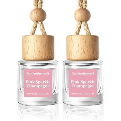 HoogaLife Car Air Freshener Diffuser 2 Pack Hanging Air Freshener Diffuser - Pink Sparkle Champagne Fragrance Oil Air Diffuse r for Car, 45+ Days Long Lasting Fragrance Made in USA (P38)