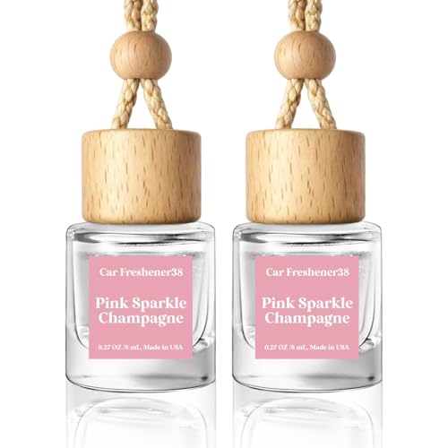 HoogaLife Car Air Freshener Diffuser 2 Pack Hanging Air Freshener Diffuser - Pink Sparkle Champagne Fragrance Oil Air Diffuse r for Car, 45+ Days Long Lasting Fragrance Made in USA (P38)