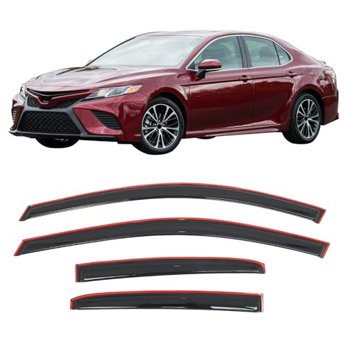 IKON MOTORSPORTS in Channel Window Visors Compatible with 2018-2024 Toyota Camry, Acrylic Smoke/Tinted Rain Guards, Side Window Wind Deflectors 4PCS - color: In-Channel Smoke/Tinted