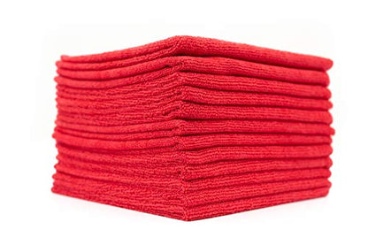The Rag Company - All-Purpose Microfiber Terry Cleaning Towels - Commercial Grade, Highly Absorbent, Lint-Free, Streak-Free, Kitchens, Bathrooms, Offices, 300gsm, 14in x 14in, Red (12-Pack) - color: Red, size: 14in x 14in