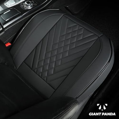 GIANT PANDA Premium PU Leather Front Car Seat Cover Protector Anti-Slip Bottom Seat Cover Fits 95% of Vehicles, Wrapping Around The Bottom (1 Pack - Black) - color: Front Seat Black, size: 1 Piece Standard Size