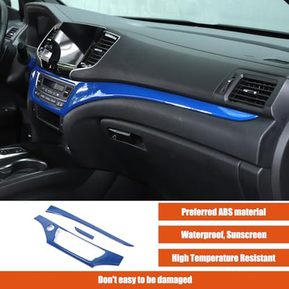 Dashboard Panel Cover Trim for Honda Pilot 2016-2022/ Passport 2019-2025/ Ridgeline 2016-2020 Accessories, Center Console Panel Strip Trim, Center Console Upper Center Pillar Trim, ABS (Blue) - color: Blue
