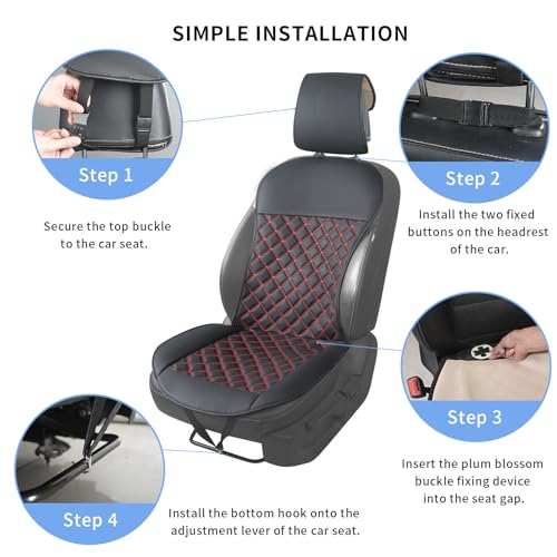 2pcs Car Seat Covers,Leather Water Proof Material No Slip Soft Car Seat Protector Side not Wrapped,for Car with Airbags,Seat Covers Universal for Most Automotive,Suvs,Vans,Trucks (Black-Red) - color: Black-Red