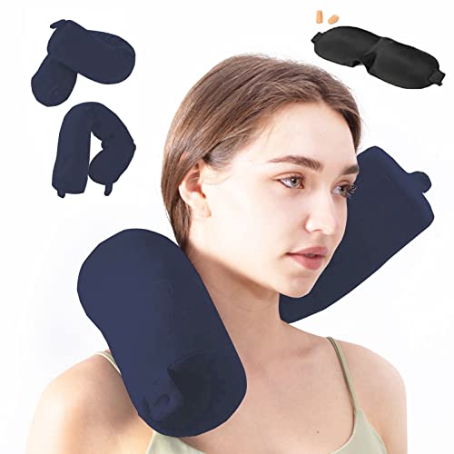Travel Pillow-Twist Memory Foam Neck Pillow Support Pillow, Used for Neck, Chin, Waist and Leg Support-Suitable fo Airplanes, Buses, Trains. - color: Navy