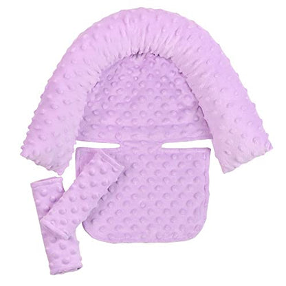 Baby Infant Head and Neck Support Pillow with Seat Belt for Car Seat -Extra Soft 3-in-1 Toddler Car Seat Insert Pad for Car Seats Purple - color: Purple