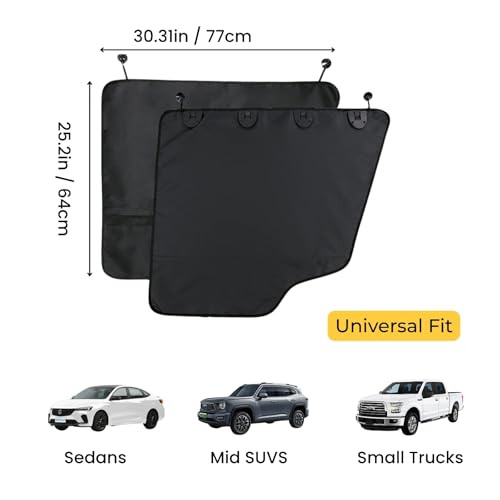 Dog Car Door Protector - Universal Fit for SUV/Sedan/Truck, Waterproof 600D Oxford Cloth Car Door Covers for Pet, Protects Vehicle Doors from Scratching, Drool & Dirt (Black)