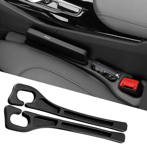 Car Seat Gap Filler 2-Pack, Universal Car Seat Gap Filler Organizer, Seat Gap Plug – Fills Gap Between Seat & Console, Drop-Proof Guard for Phones, Keys & Cards, Fits Cars, SUVs, Trucks, Black - color: black