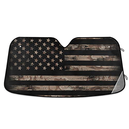 Camouflage American USA Flag Car Windshield Sunshade Foldable Reflective Sun Shade Blocks UV Rays - color: American Flag