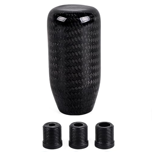 muge racing Carbon Fiber Shift Knob Long Modified Carbon Fiber Stand Head Gear Shift Knobs for Most Automobile with 3 Adapters (Carbon Fibers-Long, Black) - style: Carbon Fiber-Long