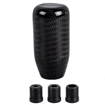 muge racing Carbon Fiber Shift Knob Long Modified Carbon Fiber Stand Head Gear Shift Knobs for Most Automobile with 3 Adapters (Carbon Fibers-Long, Black) - style: Carbon Fiber-Long