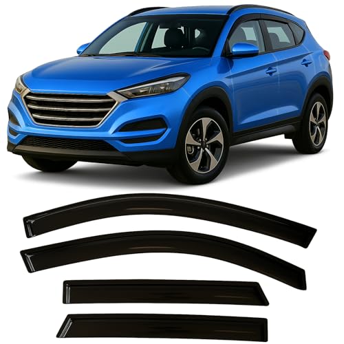 2016-2021 Tape-on Rain Guards for Hyundai Tucson Side Window Deflector Visors SEL Value Limited Sport Ultimate SE Durable Tinted Vent Shade 2017 2018 2019 2020 - size: For Hyundai Tucson 2016-2021