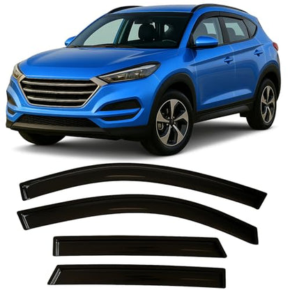 2016-2021 Tape-on Rain Guards for Hyundai Tucson Side Window Deflector Visors SEL Value Limited Sport Ultimate SE Durable Tinted Vent Shade 2017 2018 2019 2020 - size: For Hyundai Tucson 2016-2021