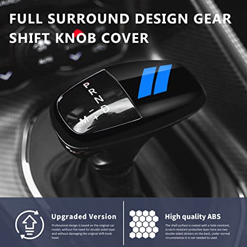 auovo Gear Shift Knob Trim Compatible with Dodge Charger Accessories 2015-2023 Challenger 2015-2024 / Durango 2016-2026 (Black-Blue) - color: Black-Blue