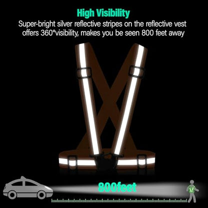 Reflective Vest Running Gear, 2Pack High Visible Safety VES for Cycling Jogging Running Walking, Adjustable for Men Women Kids - color: 2 x Orange