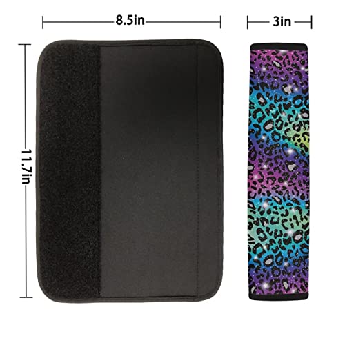 UNICEU Glitter Rainbow Leopard Car Seat Belt Pads Auto Interior Accessories Neoprene Comfort Car Seatbelt Shoulder Strap Pads Set of 2 - color: Glitter Leopard