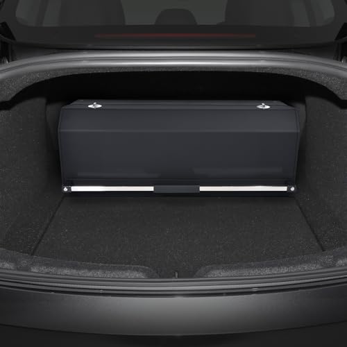 Car Trunk Organizer for 2021-2023 Tesla Model 3, Leather Sturdy Car Storage Organizer Trunk Organizer for Suv with Lid and Push-pull Handle (Black, 30.7 * 11.4 * 12.2in) - color: Black, size: 30.7" X 11.4" X 12.2"