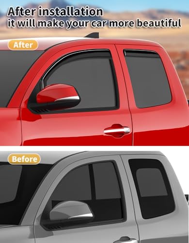 in-Channel Window Rain Guards Fit for Toyota Tacoma 2016-2023 Double Cab, Extra Durable Window Visors Window Deflectors Vent Visors Vent Shades Truck Car Accessories-4 pcs 2-Q05 - size: Fit for 2016-2023 Toyota Tacoma Double Cab