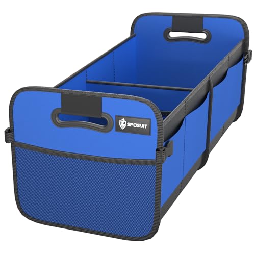 Sposuit Trunk Organizer for Car - 70L Collapsible Car Storage with 11 Pockets & Reinforced Handles, SUV Trunk Organizers for Grocery Cargo(Blue) - color: Blue, size: Trunk Organizer