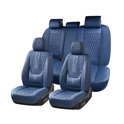 Coverado Car Seat Covers Full Set, Nappa Leather Seat Covers for Car, Waterproof Car Seat Protector with Lumbar Support, Automotive Seat Covers Universal Fit for Most Cars SUV Trucks (Blue) - color: A/Blue, size: FullSet