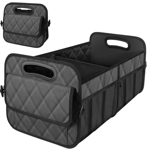 Deosk Car Trunk Organizer for SUV, Car Organizers and Storage with 6 Pocket, Car Accessories for Women/Men 70L Waterproof Polyester Trunk Organizer(Large, Charcoal) - color: Charcoal, size: Large